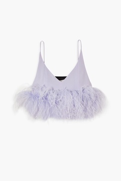 Poppy feather-trimmed crepe camisole