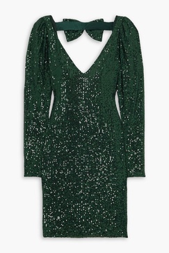 Julia bow-detailed sequined tulle mini dress