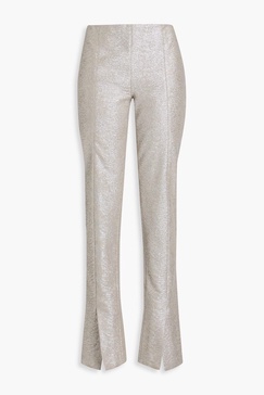 Metallic cotton-bouclé straight-leg pants