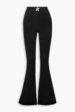 Embellished ribbed-jersey bootcut pants