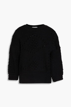 Pointelle-knit cotton sweater