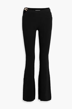 Kari chain-trimmed ribbed-knit flared pants