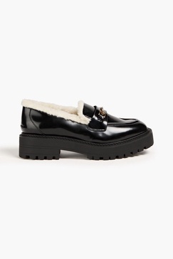 Laurs faux glossed-leather loafers