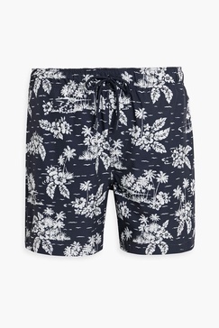 Printed shell mid-length swim shorts