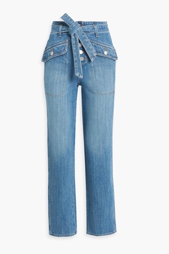 Rinley belted high-rise straight-leg jeans