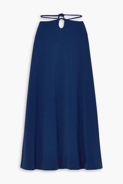 Planeta Oceanico tie-detailed stretch-crepe midi skirt