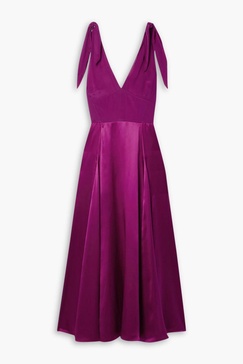 Charlotte tie-detailed silk-chiffon and satin midi dress