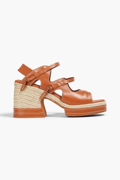 Topstitched leather espadrille sandals