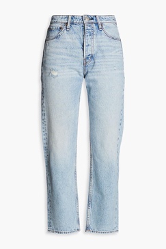 Maya cropped distressed high-rise slim-leg jeans