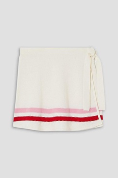 Salima striped cotton mini wrap skirt