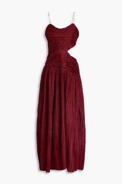 Laurel cutout pleated-organza maxi dress