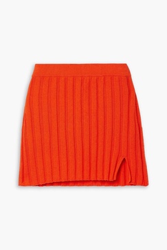 Amali ribbed cashmere and cotton-blend mini skirt