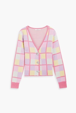 Checked knitted cardigan