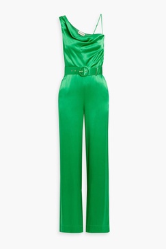 Vera draped silk-satin wide-leg jumpsuit