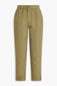 Linen, Tencel and cotton-blend twill straight-leg pants