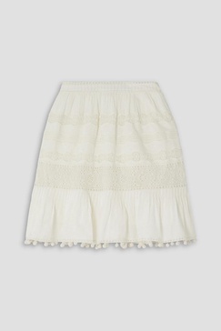 Amelia crochet-trimmed cotton-blend poplin mini skirt