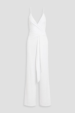 Dru wrap-effect stretch-crepe wide-leg jumpsuit