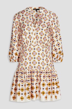 Printed silk-twill mini dress