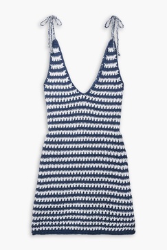 Lenka striped crocheted cotton mini dress