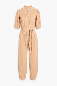 Loomis cropped gathered cotton-gauze jumpsuit