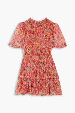 Ava tiered floral-print silk-blend chiffon mini dress