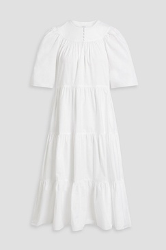 Tiered cotton-poplin midi dress