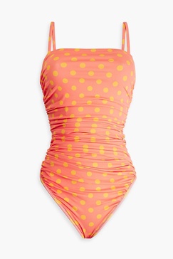 Sabrina ruched polka-dot swimsuit