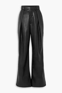 Tunnel Vision pleated faux leather straight-leg pants