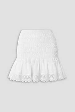 Fleur guipure lace and cotton-blend voile mini skirt