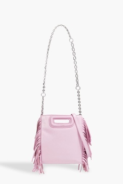 Fringed pebbled-leather shoulder bag