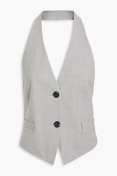 Open-back twill halterneck vest