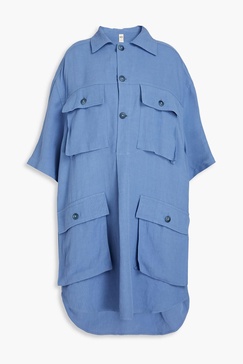 Pleated twill shirt dress