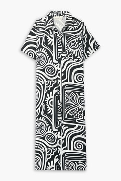 Abbie printed TENCEL™ Lyocell and linen-blend midi dress