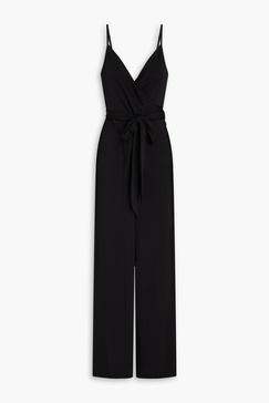 Dru wrap-effect stretch-crepe wide-leg jumpsuit