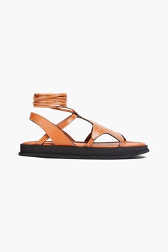 Topstitched leather sandals