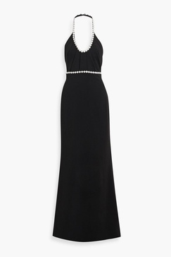 Embellished crepe halterneck gown