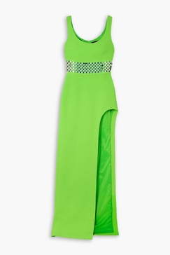 Embellished cutout stretch-cady gown