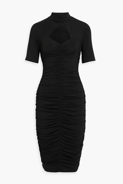 Cutout ruched French terry dress