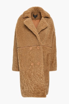 Double-breasted shearling coat