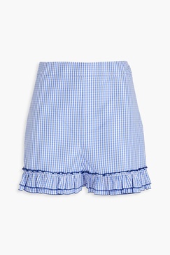 Garland ruffled gingham cotton-poplin shorts