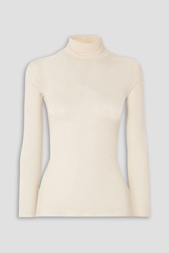 Stretch-modal and cashmere-blend turtleneck top