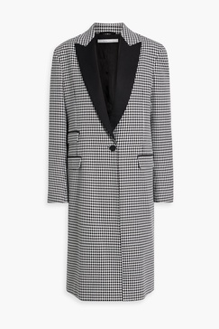 Cotton-blend houndstooth tweed coat