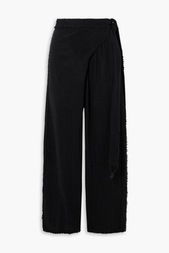 Lelu frayed cotton-gauze wide-leg pants