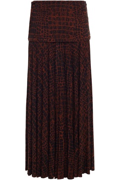 Pleated printed jersey maxi skirt