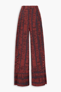 Hency tie-dyed cotton-blend wide-leg pants