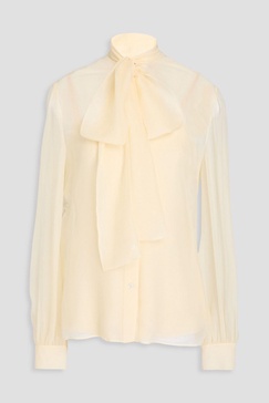 Pussy-bow silk-chiffon shirt