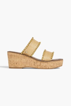 Angelina embellished woven wedge sandals