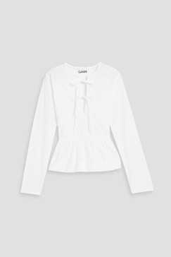 Gathered cotton-poplin blouse