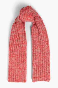 Mélange ribbed-knit scarf