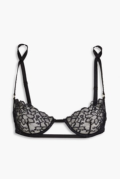 Metallic lace balconette bra